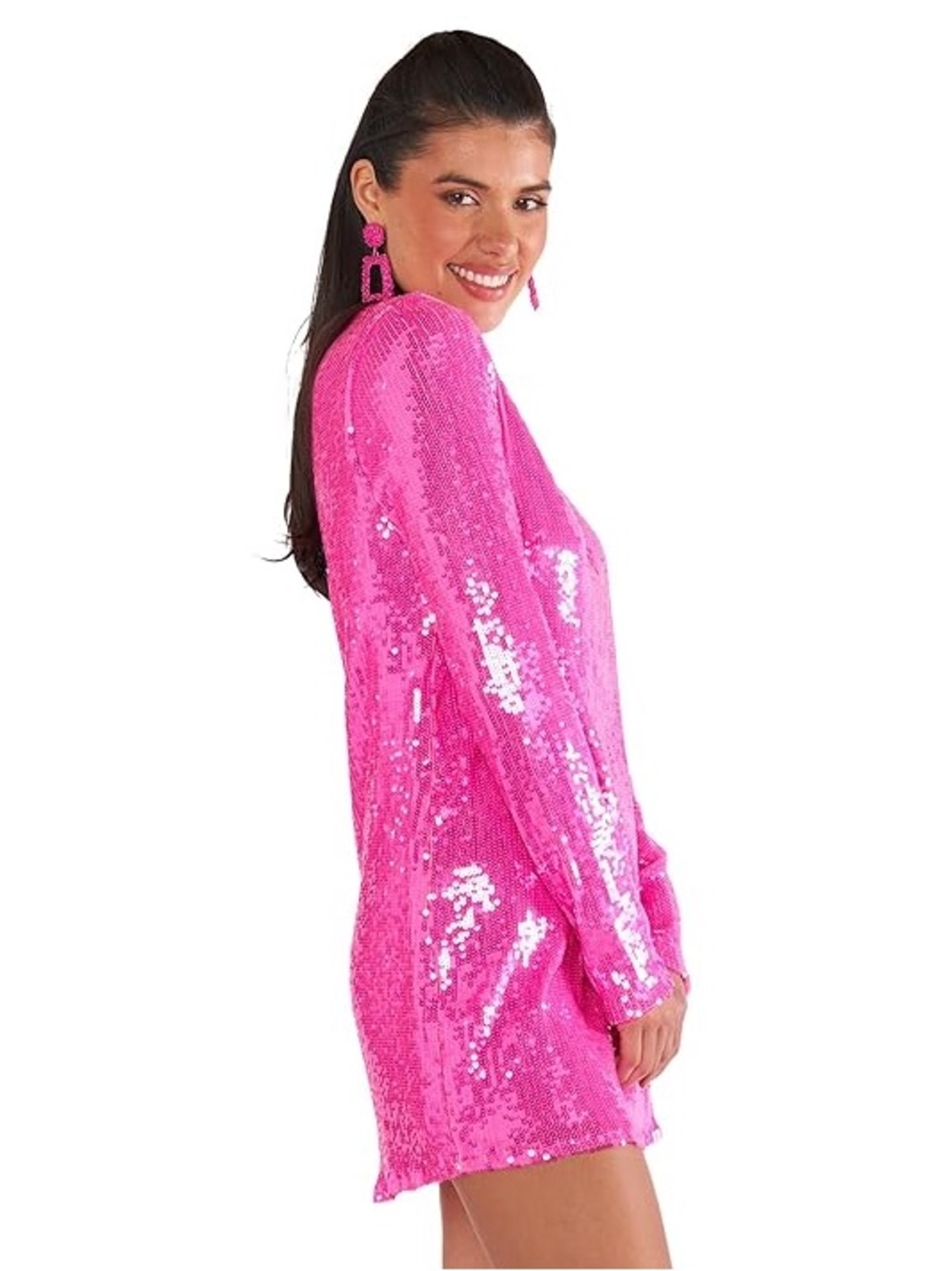 NWT Show Me Your Mumu Maddison Mini Dress in Bright Pink Sequins size XS - Picture 5 of 13